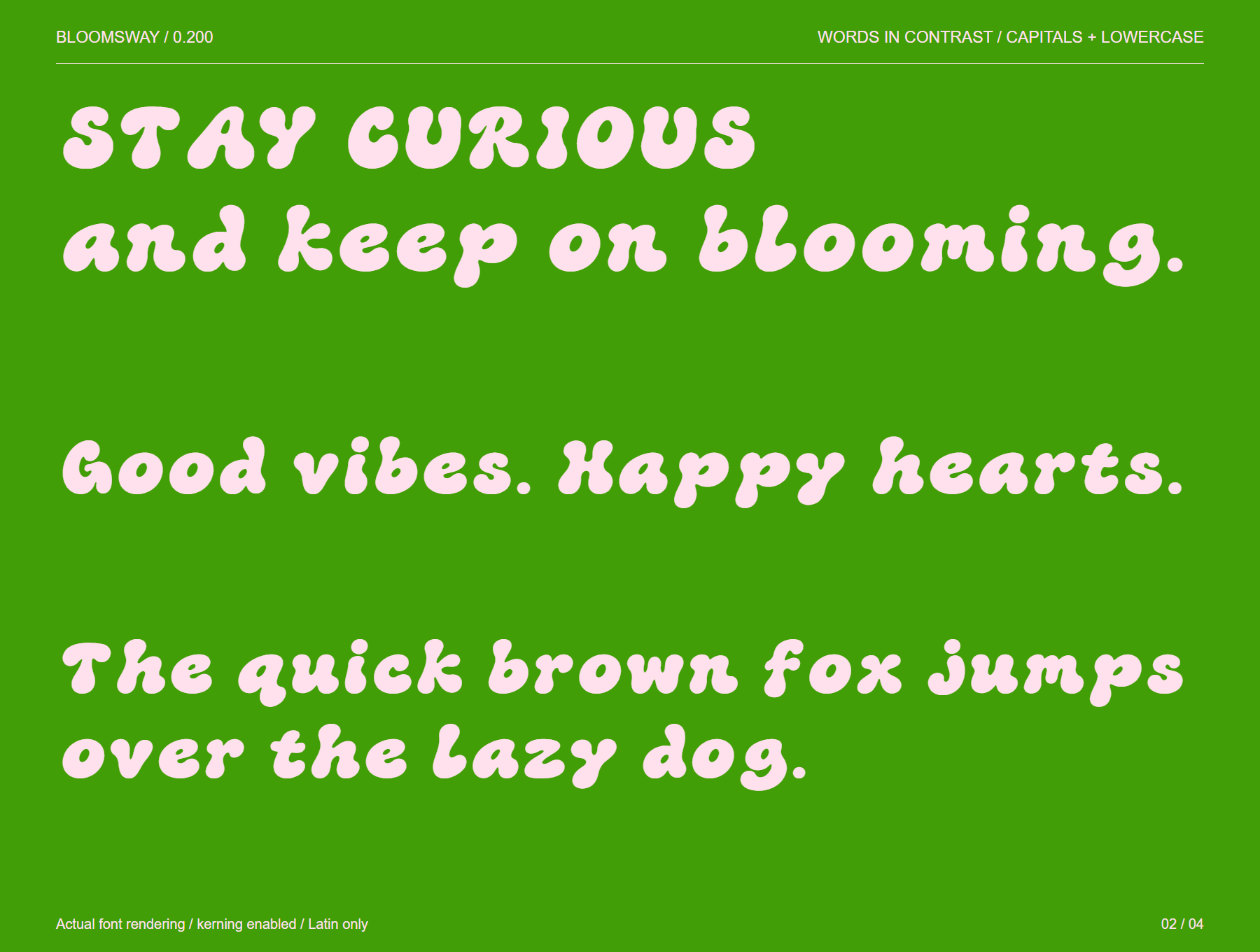 Bloomsway free font specimen