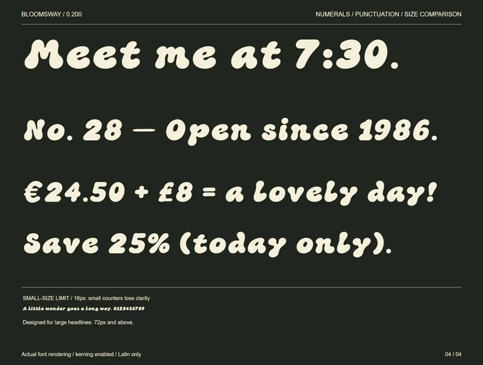 Bloomsway free font specimen 4