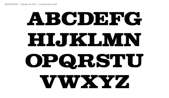 BRACKSTONE uppercase letters A–Z rendered from the compiled font