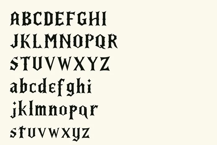 Dusk uppercase and lowercase alphabet.