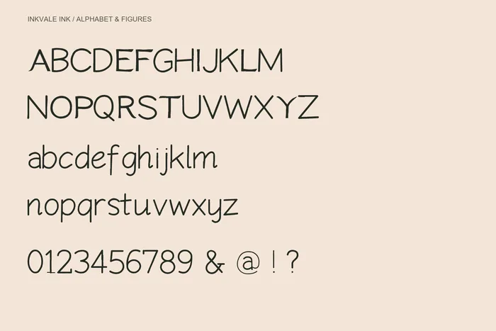 Ink uppercase, lowercase and figures