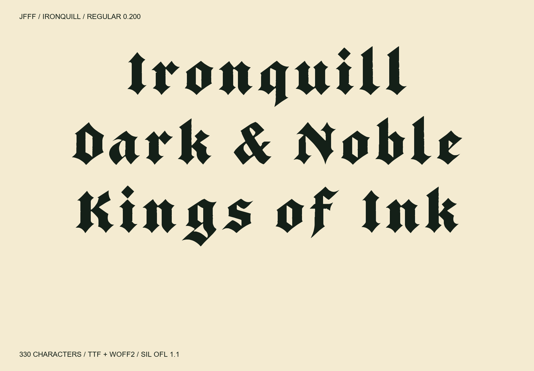 Ironquill free font specimen
