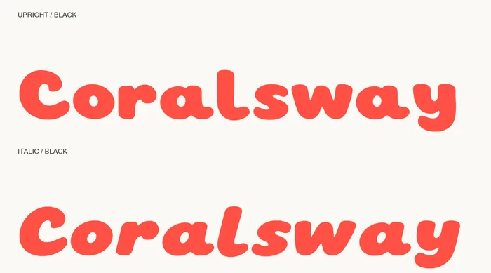 Coralsway family: Upright and Italic. Both included in one download.