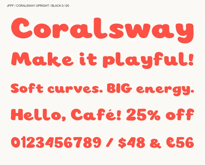 Coralsway Upright Black: mixed text specimen.