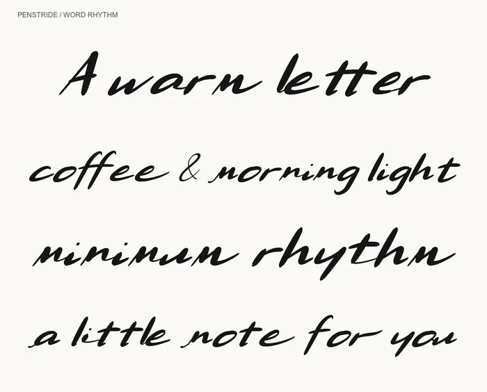 Penstride: mixed sentences showing contextual forms.