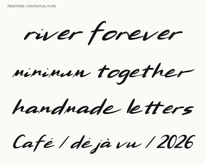 Penstride: flowing handwriting and selected joins.