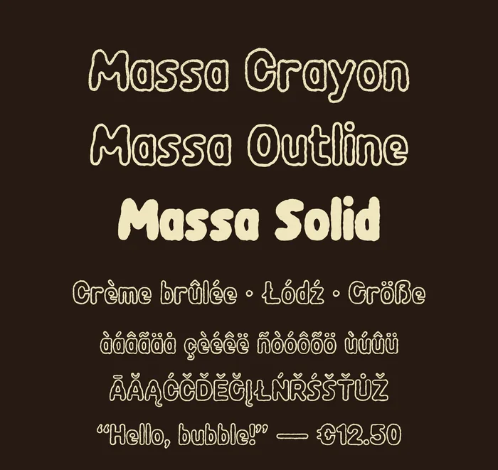 Massa three style specimen