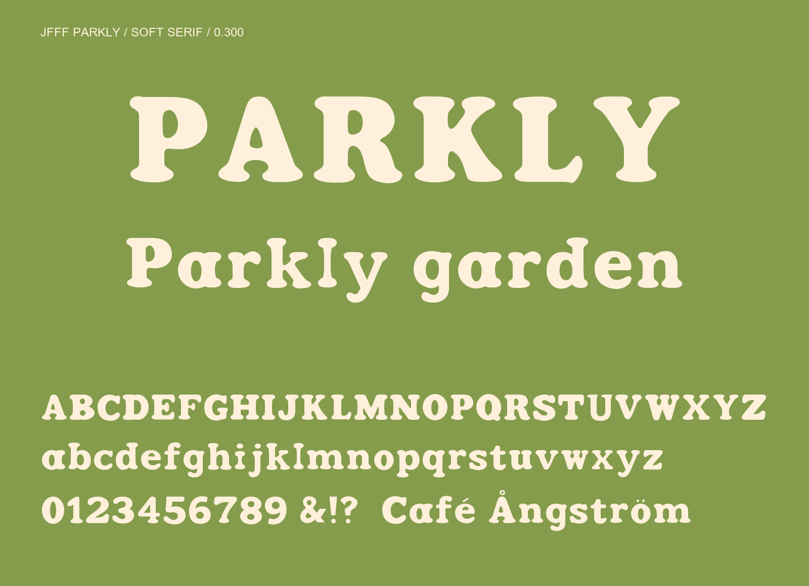 Parkly free font specimen