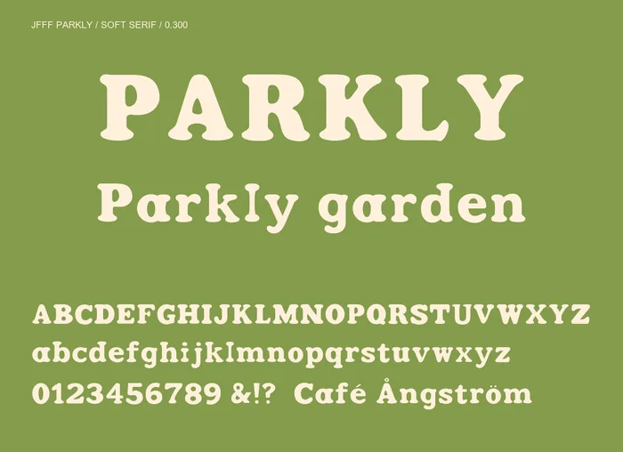 Parkly free font specimen