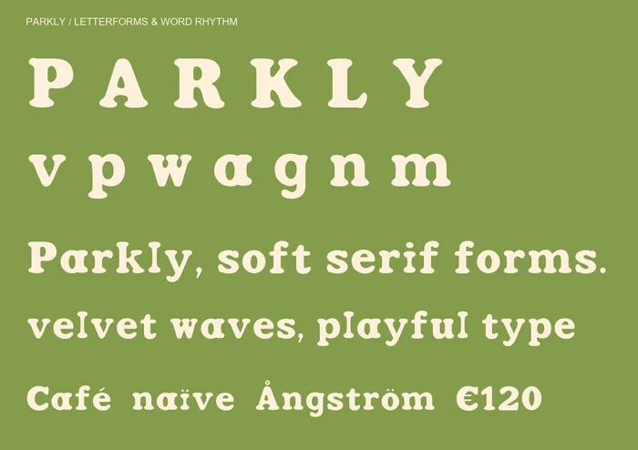 Parkly free font specimen 2
