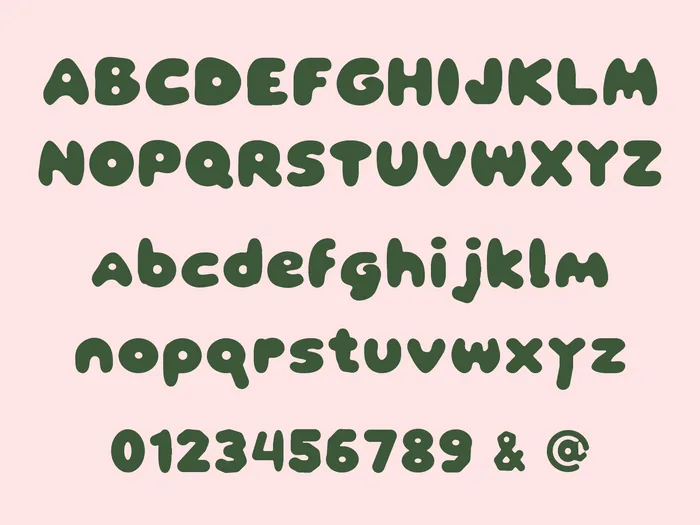 Pufflet uppercase, lowercase, numbers and selected symbols.