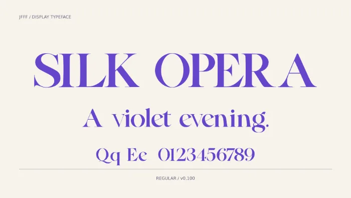 SILK OPERA display serif specimen with headline letterforms.