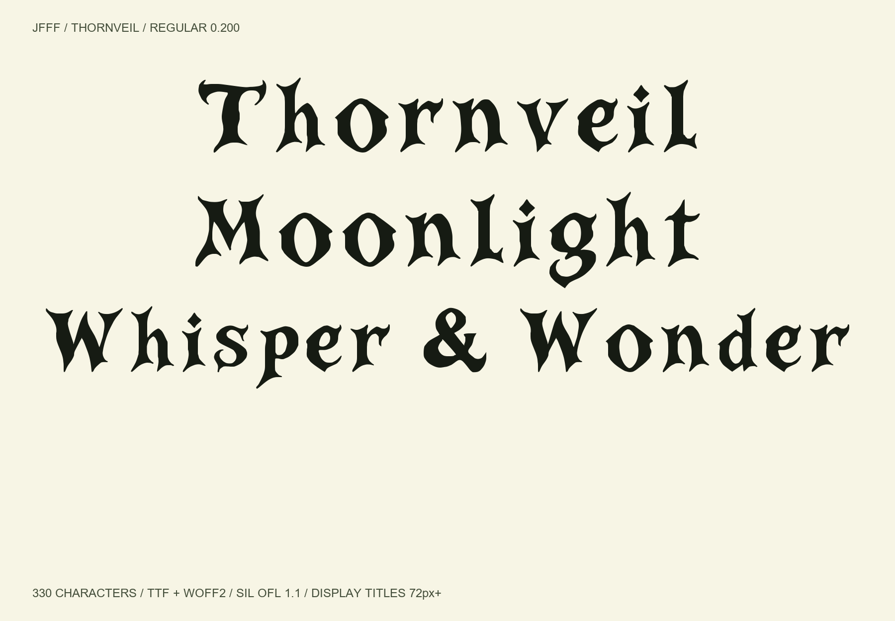 Thornveil free font specimen