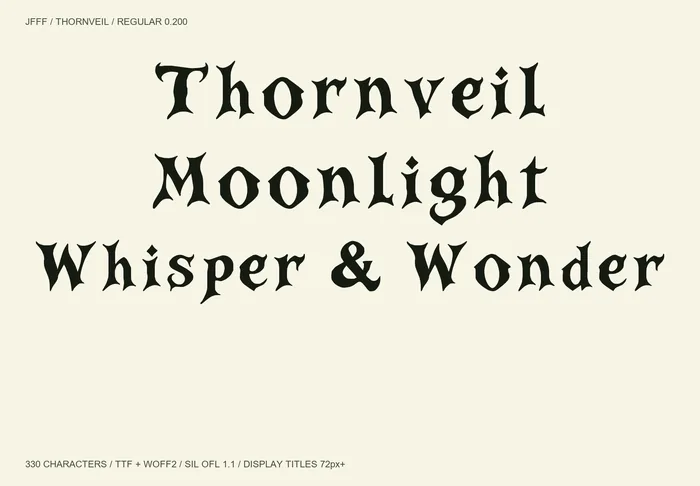 Thornveil free font specimen