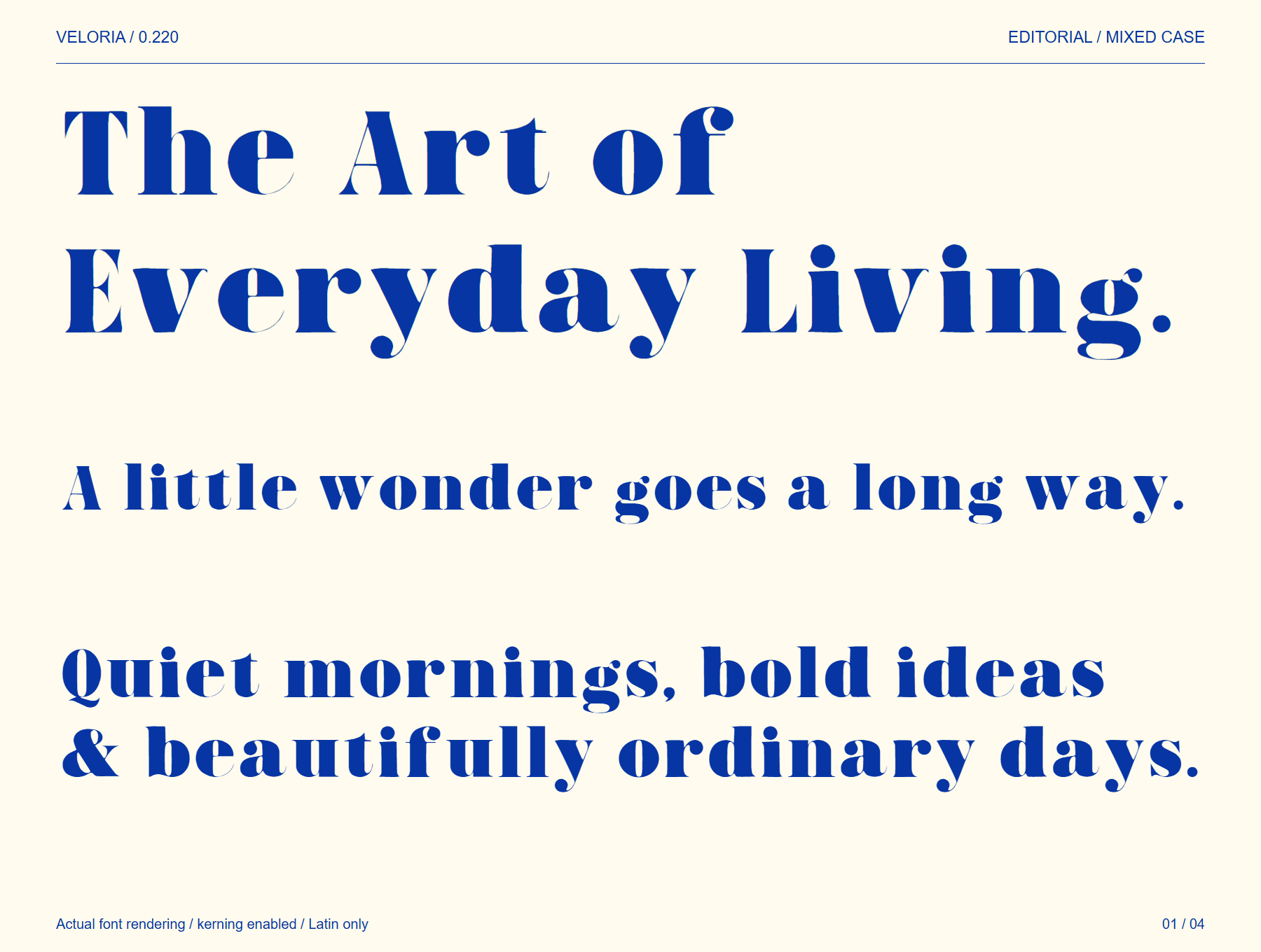 Veloria free font specimen