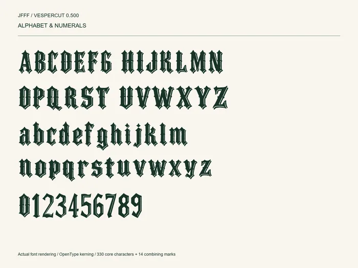 Vespercut — ALPHABET & NUMERALS