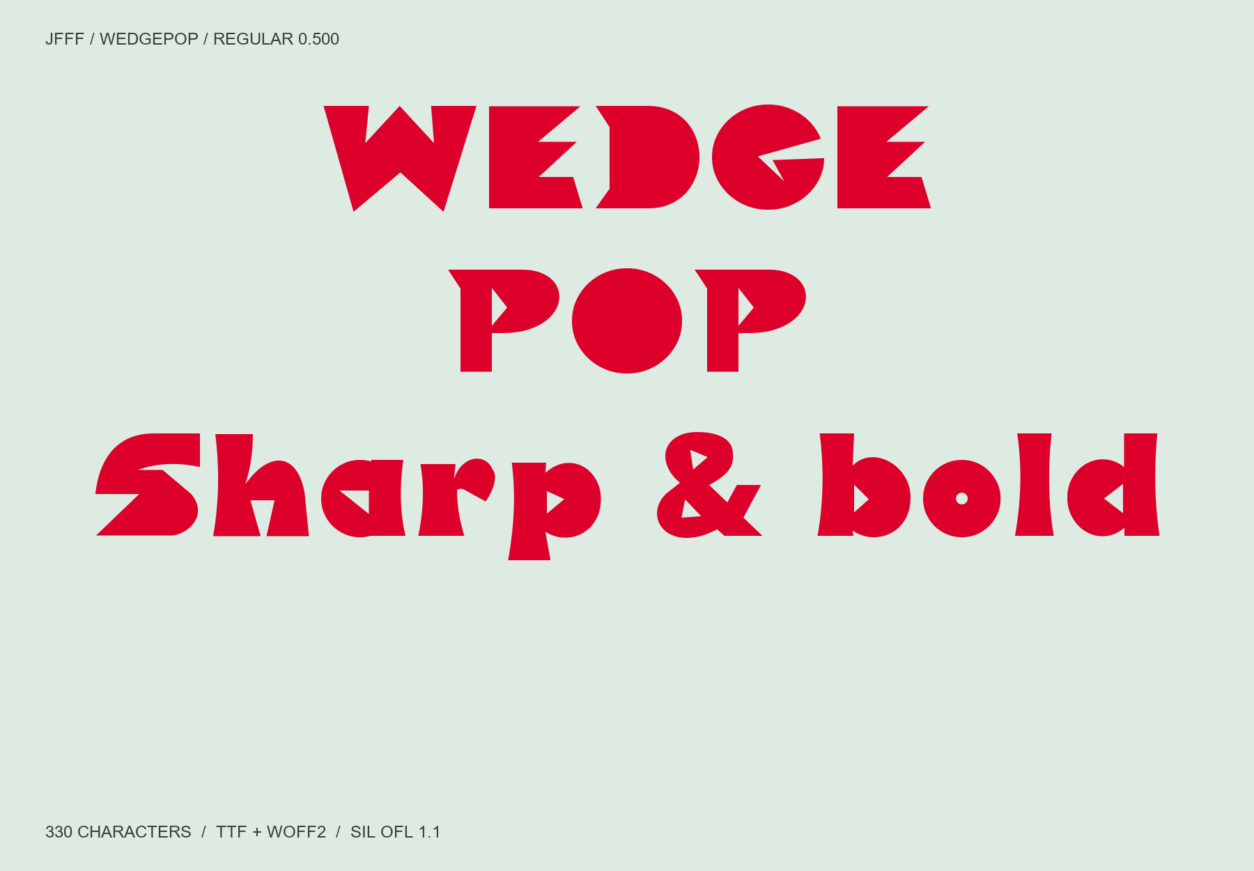 Wedgepop free font specimen