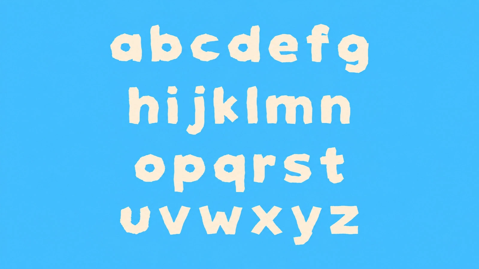 BLOPPA lowercase alphabet.