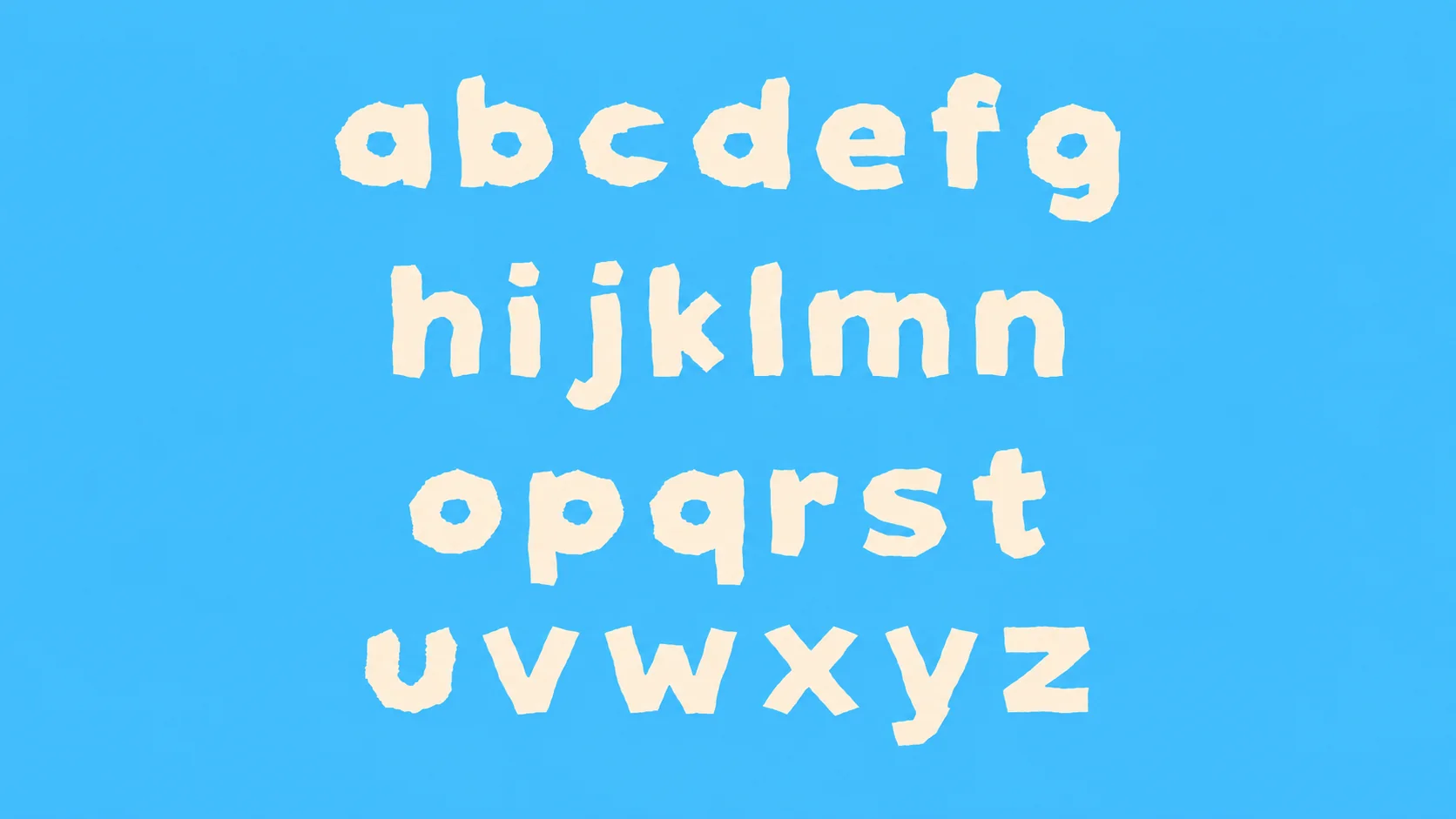 BLOPPA lowercase alphabet.