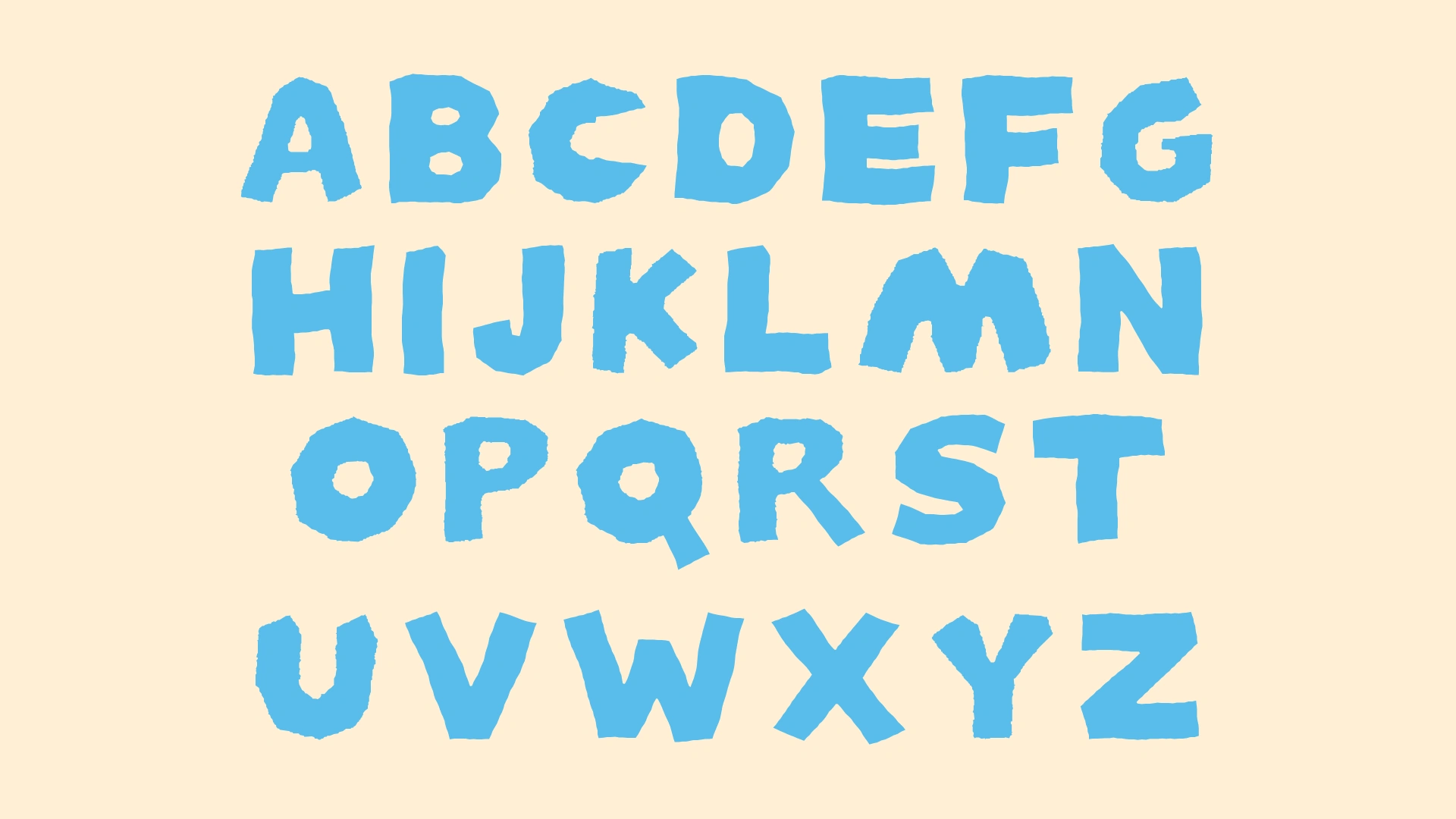 BLOPPA uppercase alphabet.