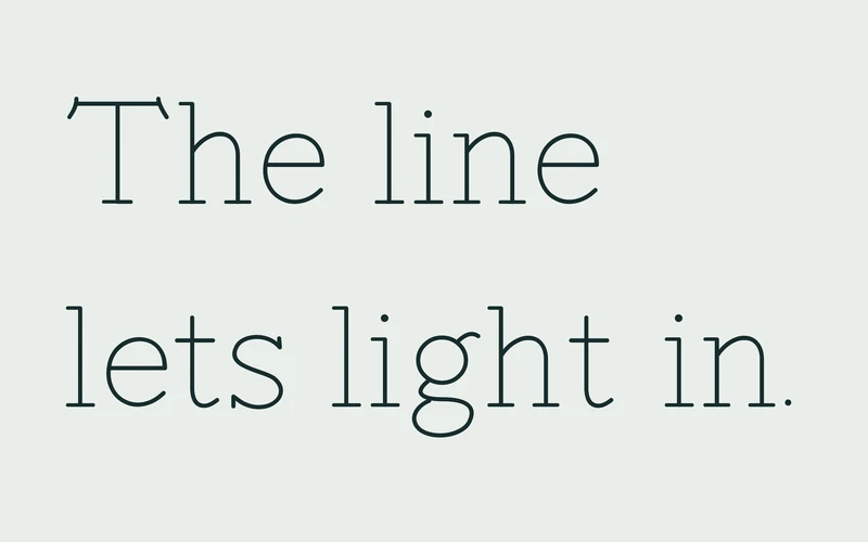 The line lets light in, set as a two-line FINEFIELD title.