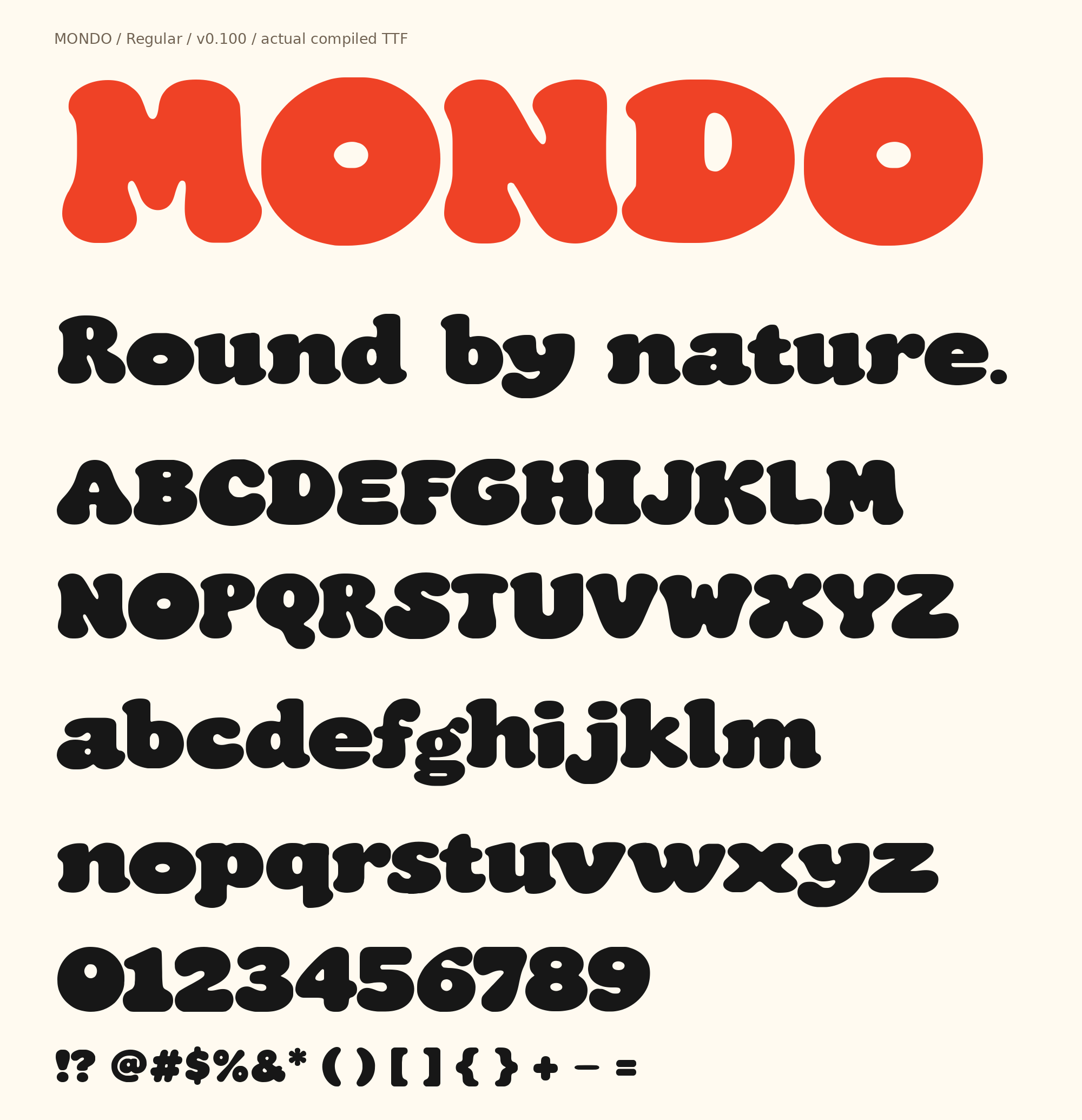 Original MONDO proof with uppercase, lowercase, numbers and punctuation in the actual font.