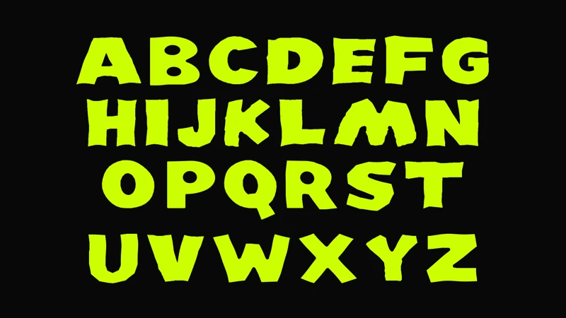 NIGHTMASS 0.213 uppercase alphabet with revised P and B.