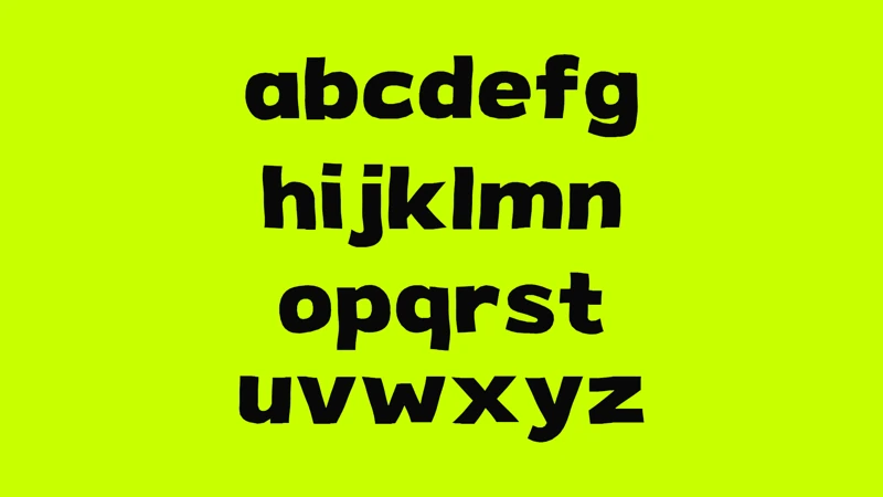 NIGHTMASS lowercase alphabet.