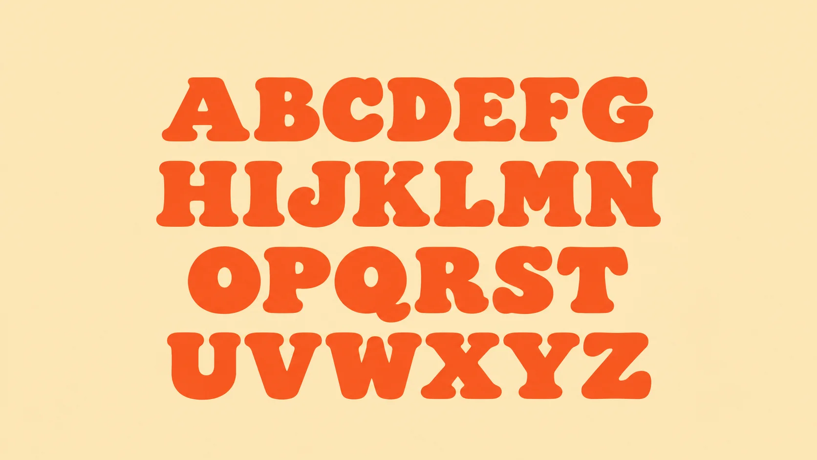 SAUSAGE uppercase alphabet A through Z in four rows.