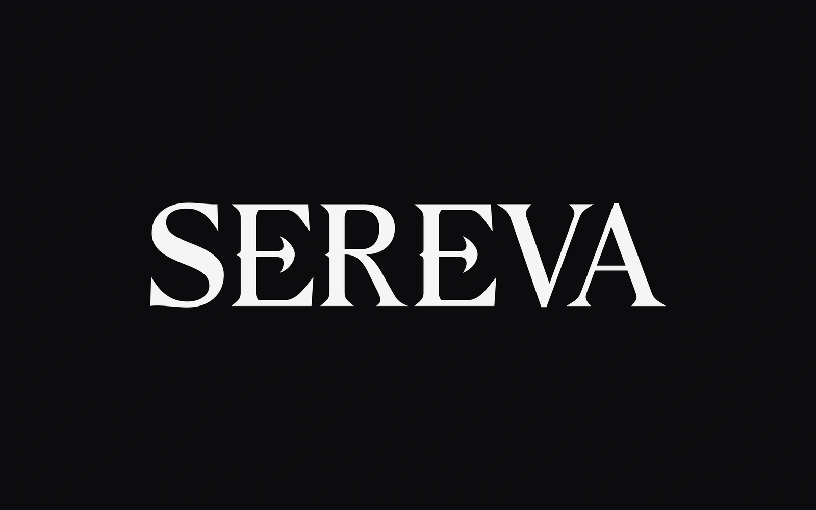 SEREVA, name only, centered in white on black.