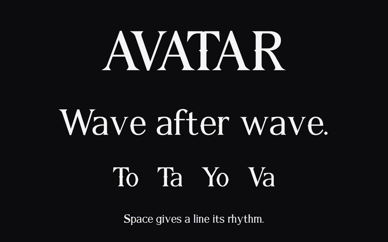 SEREVA spacing pairs: AVATAR, Wave after wave, To Ta Yo Va.