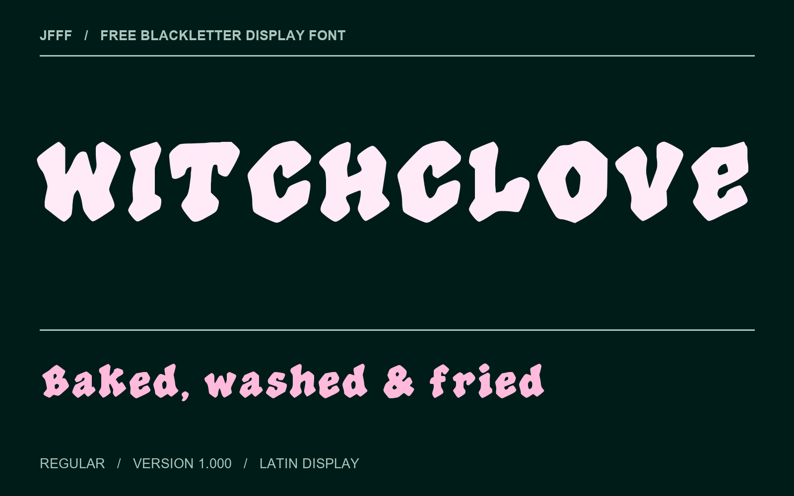 WITCHCLOVE in its chunky blackletter display font on a dark green field.