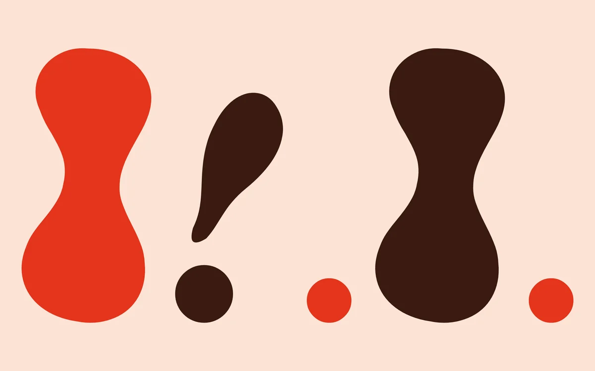 Meltpop's capital I, exclamation mark and full stop, huge: swollen ends and pinched waists.