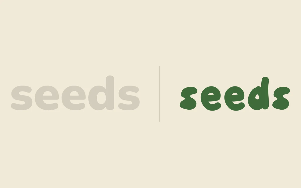 The word seeds in an ordinary rounded font beside seeds in Seedpod.